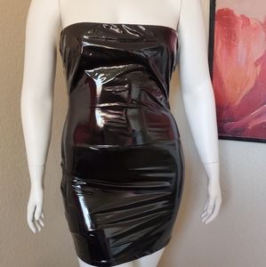Tiger Mist black latex style dress